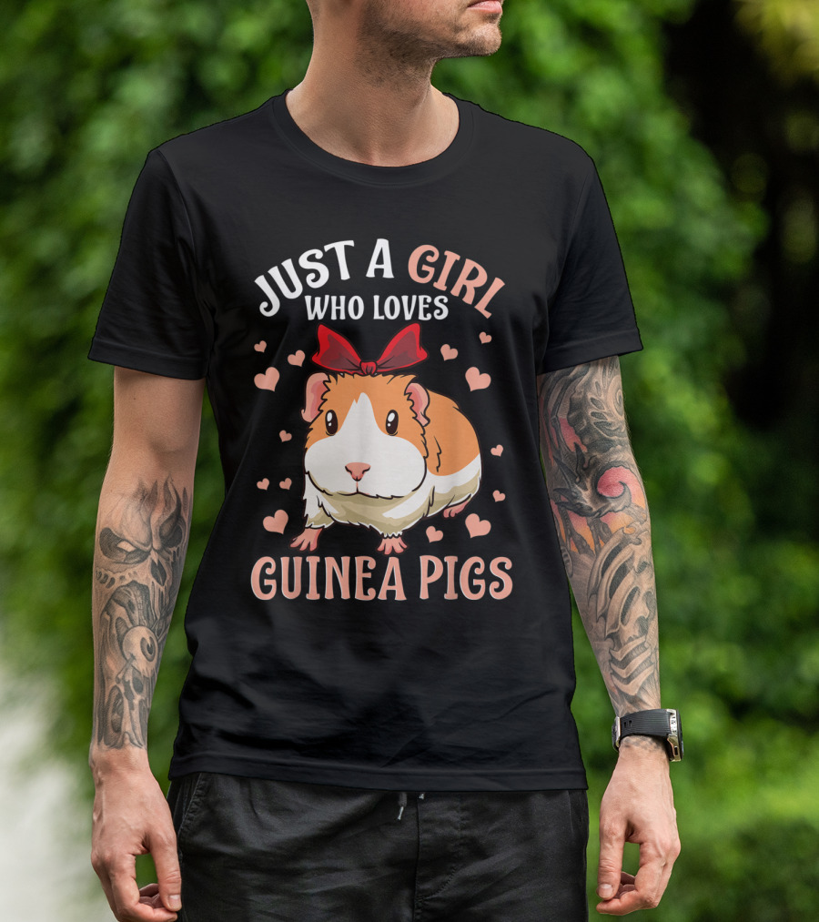 Just A Girl Who Loves Guinea Pigs Cute Pet Lover Girls Cavy Hearts T-Shirt