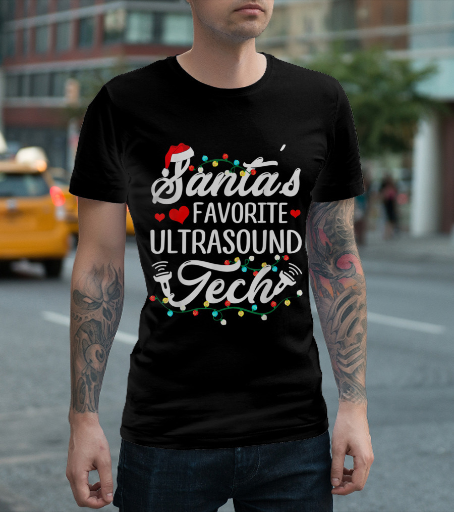 Santa's Favorite Ultrasound Tech Holiday Lights T-Shirt