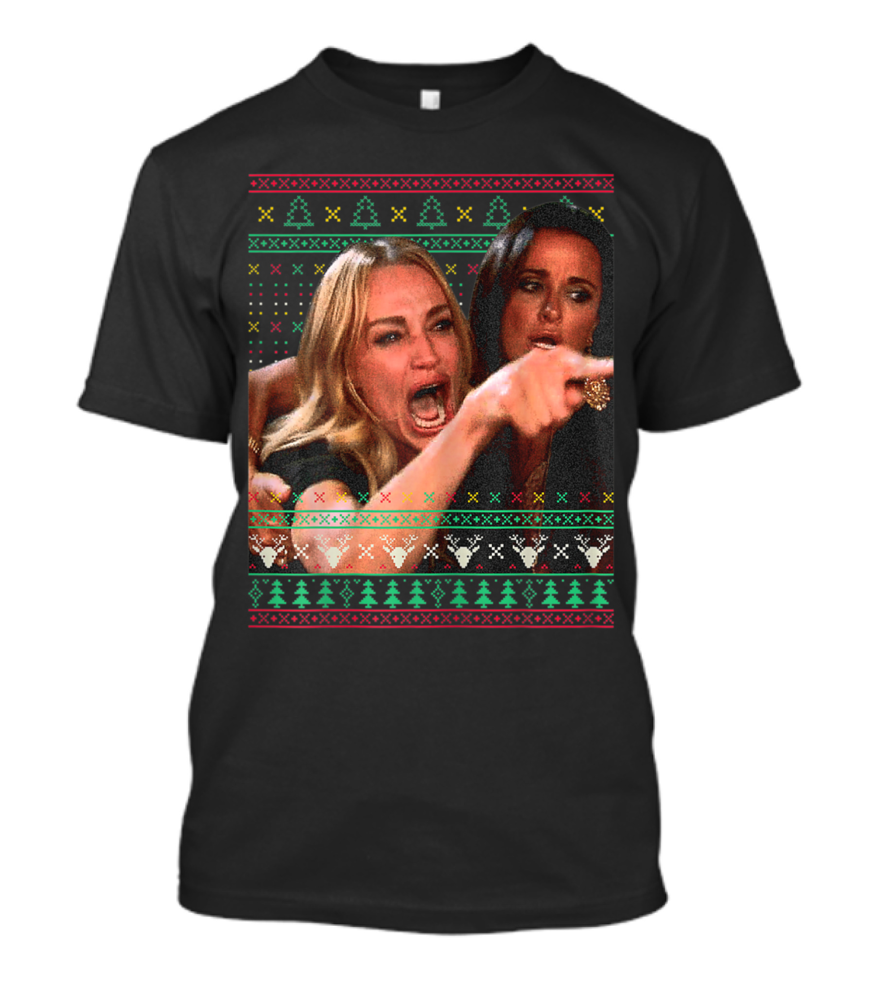 Funny Yelling At A Cat Ugly Christmas Meme T-Shirt