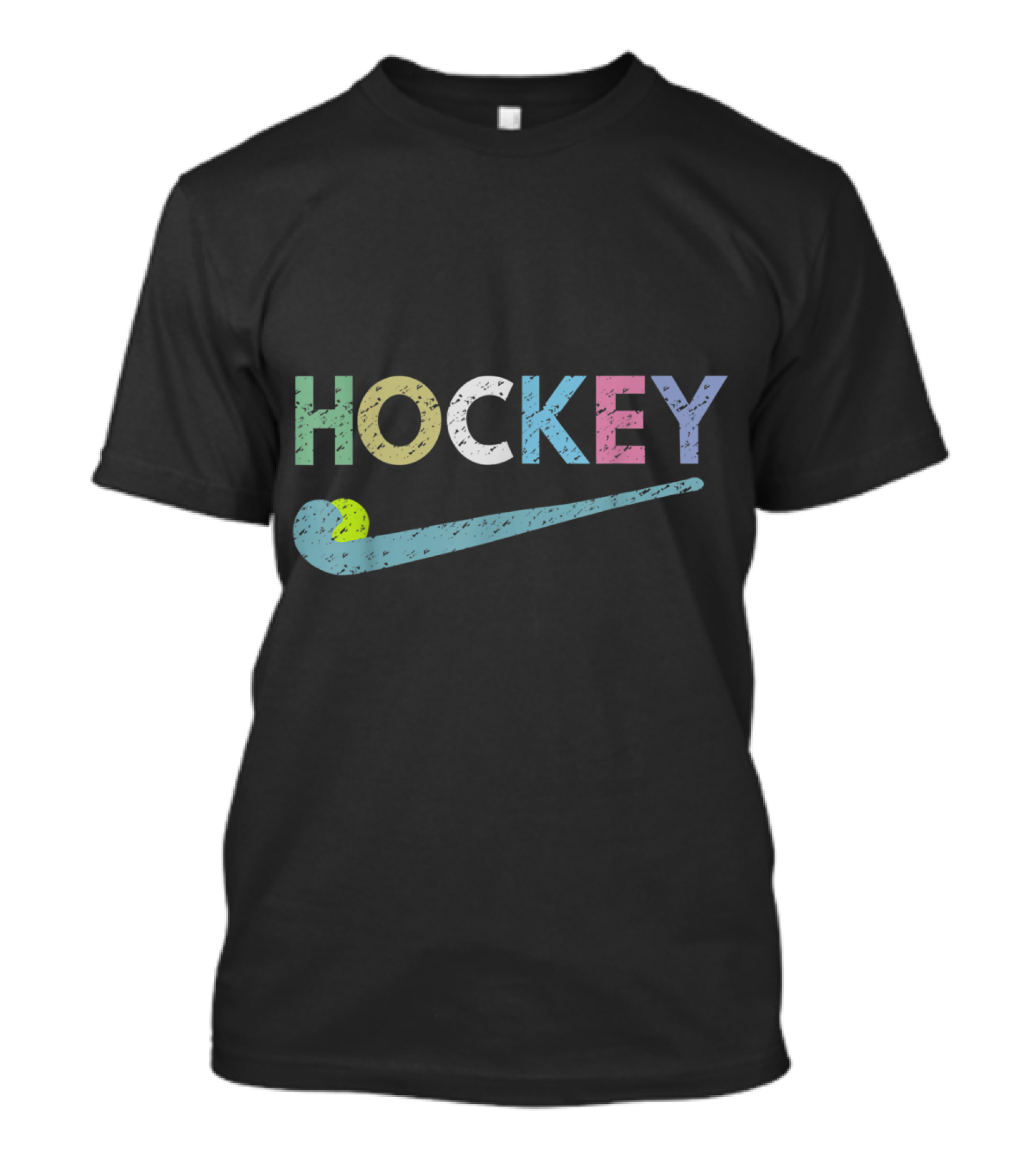 Hockey Text With Field Stick And Ball T-Shirt
