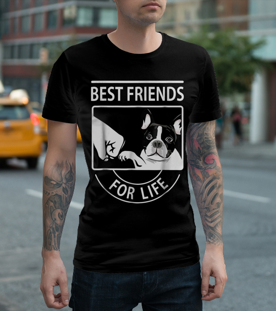 Best Friends For Life Boston Terrier Paw Bump T-Shirt