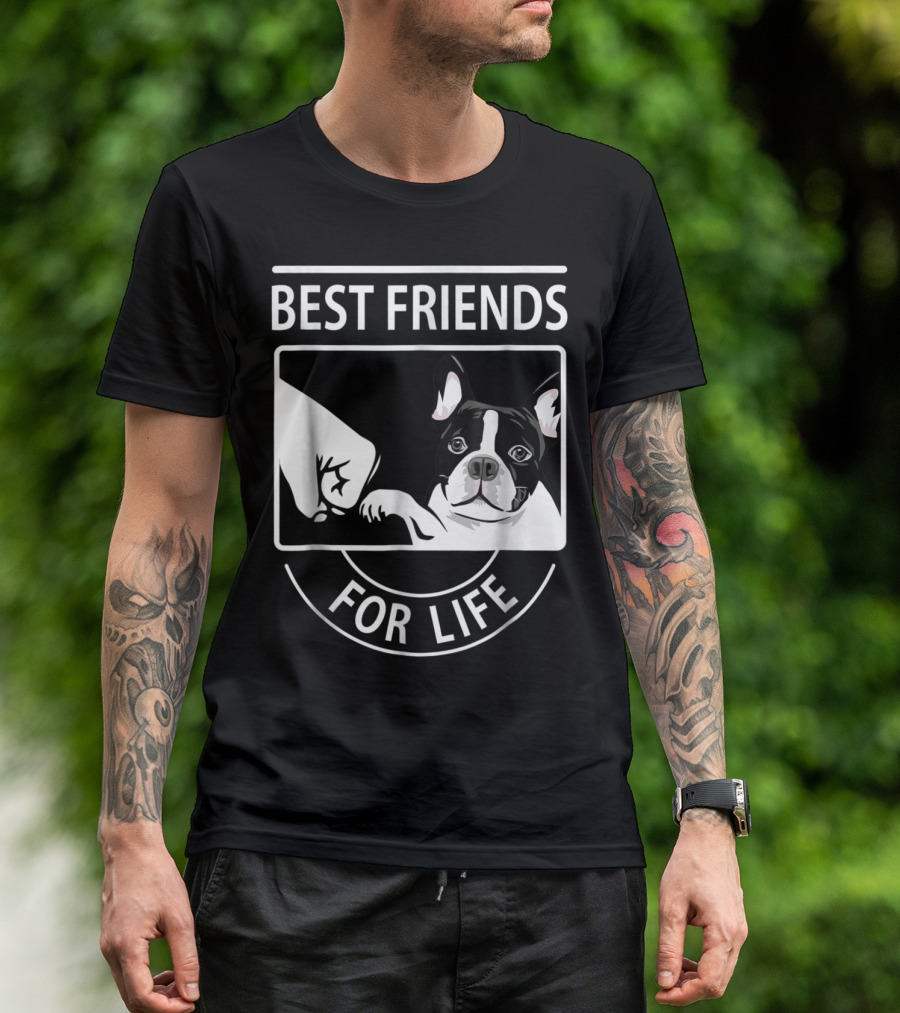 Best Friends For Life Boston Terrier Paw Bump T-Shirt