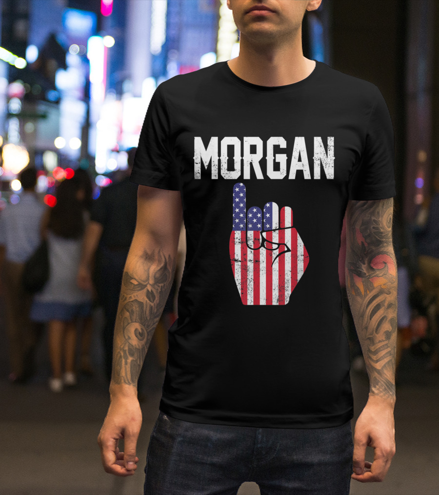 Morgan American Flag Finger Gesture T-Shirt
