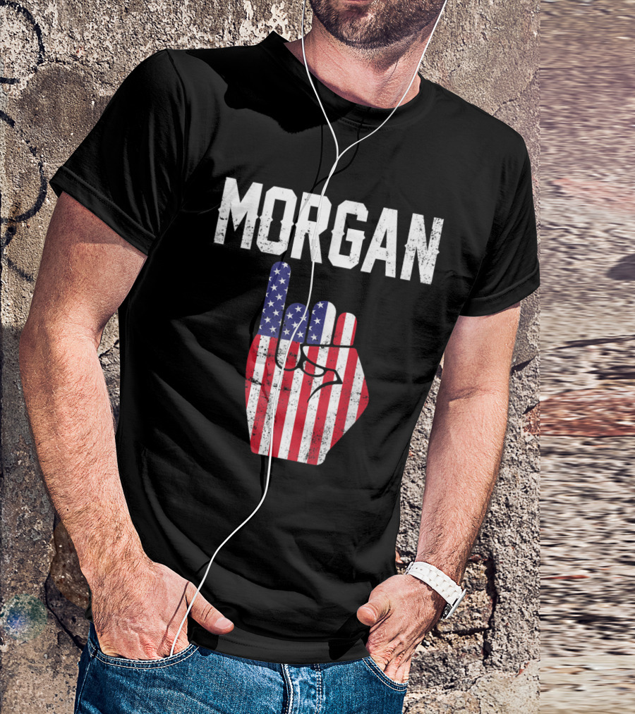 Morgan American Flag Finger Gesture T-Shirt