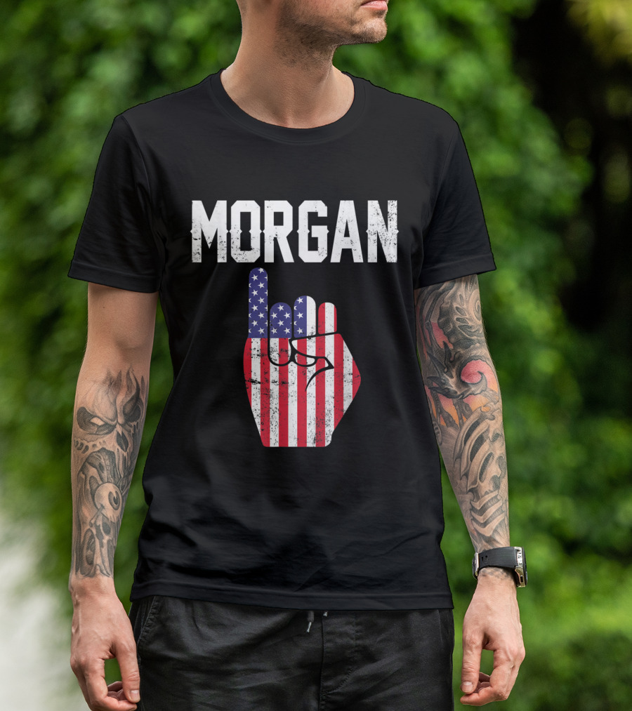 Morgan American Flag Finger Gesture T-Shirt