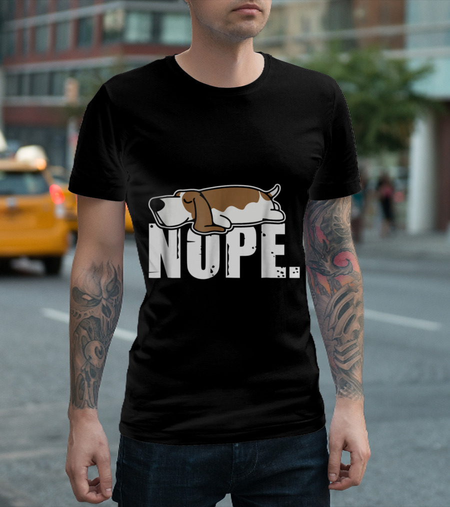 Nope Lazy Basset Hound Sleeping Dog Lovers Funny T-Shirt