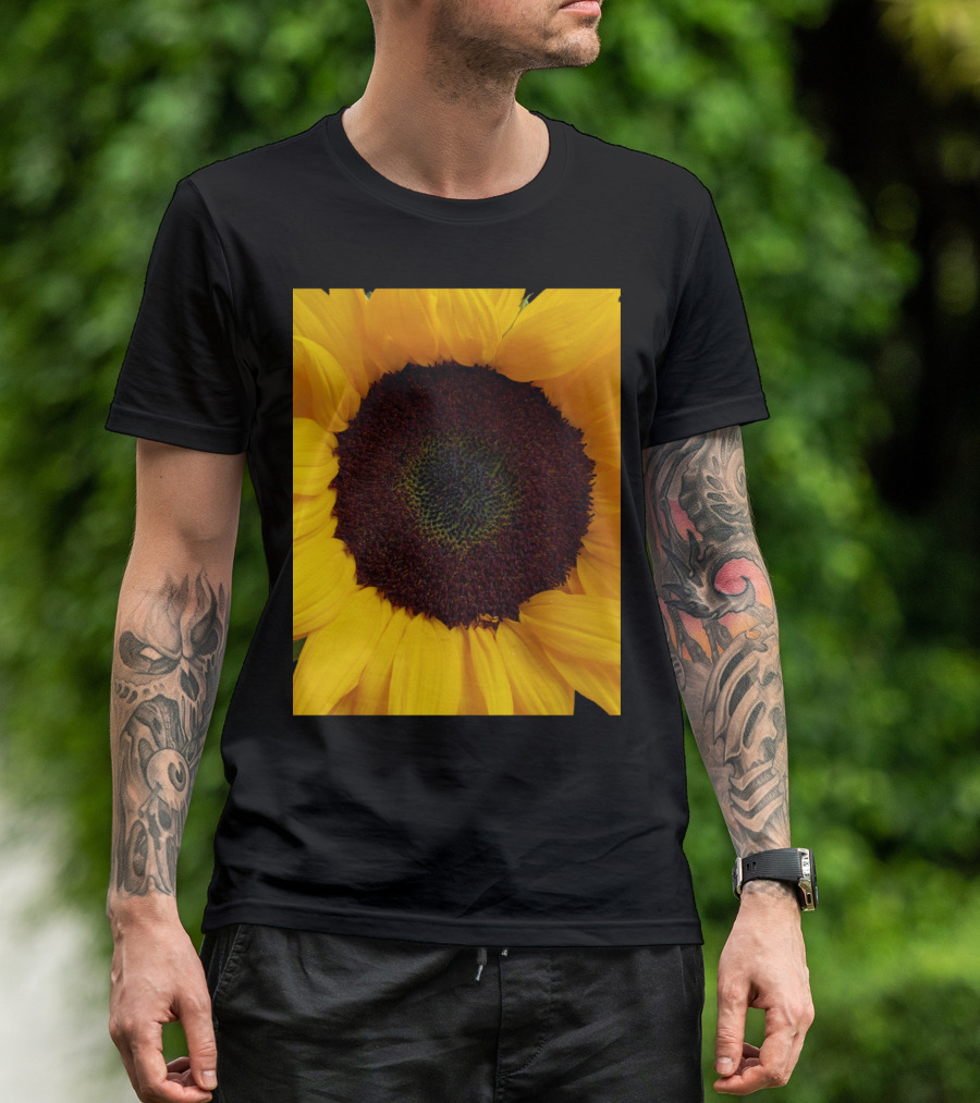 Sunflower Blossom Bright Yellow Black Center Floral T-Shirt