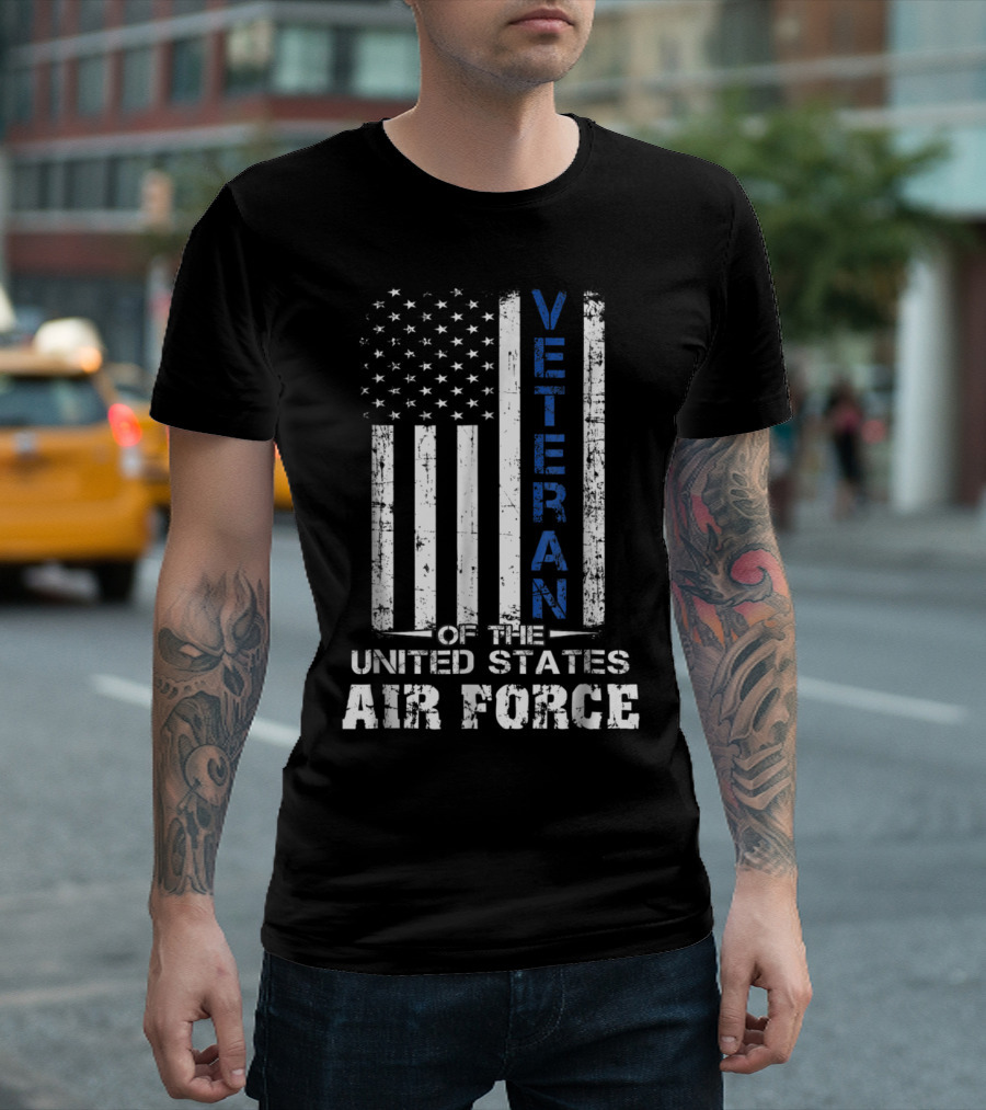 Veteran Of The United States Air Force With American Flag T-Shirt