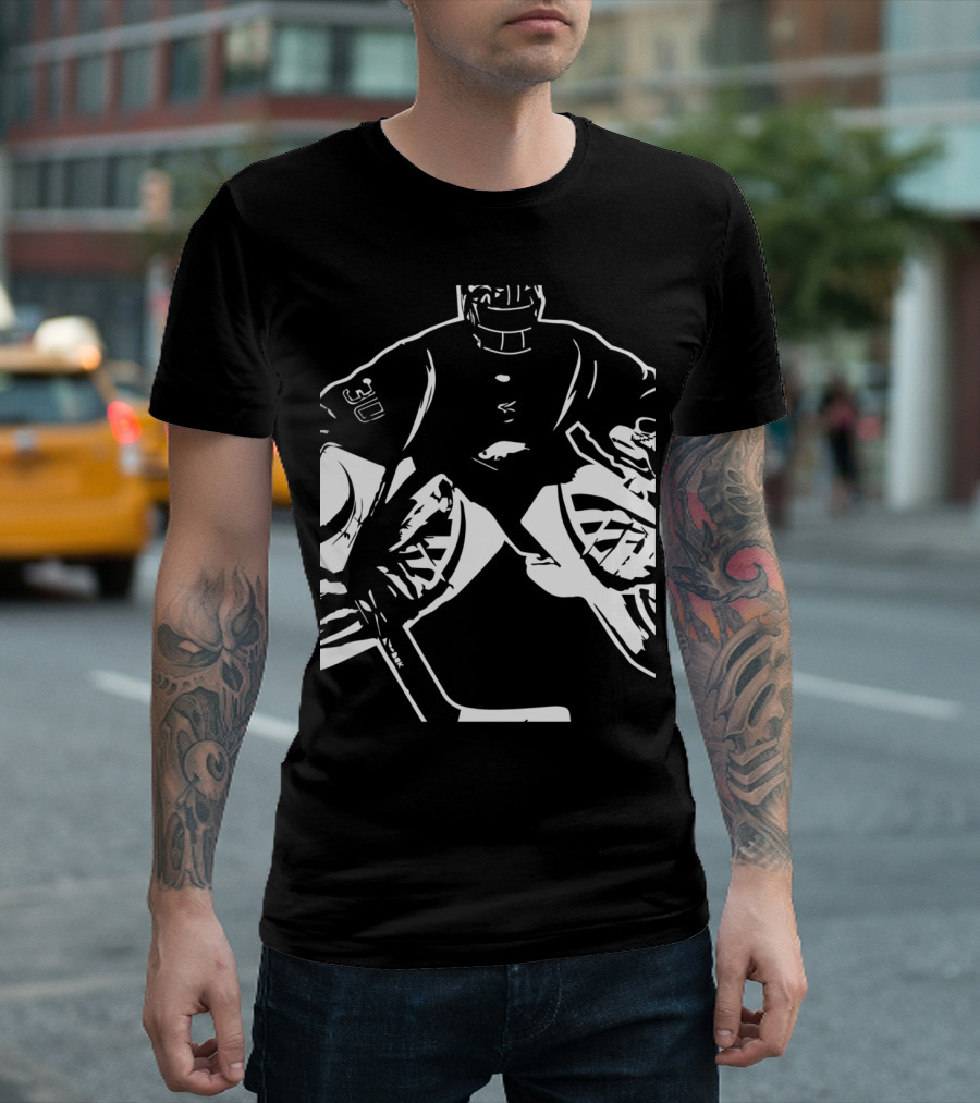 My Goal Is To Deny Yours Funny Ice Hockey Goalie Block Pose T-Shirt