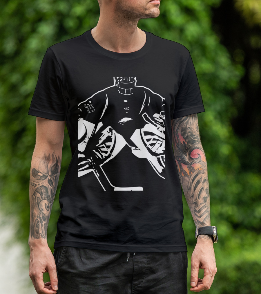 My Goal Is To Deny Yours Funny Ice Hockey Goalie Block Pose T-Shirt