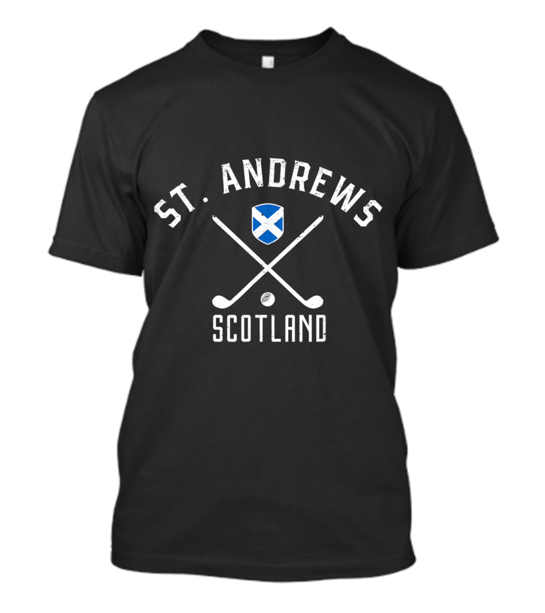 St. Andrews Scotland Crossed Golf Clubs Scottish Flag T-Shirt