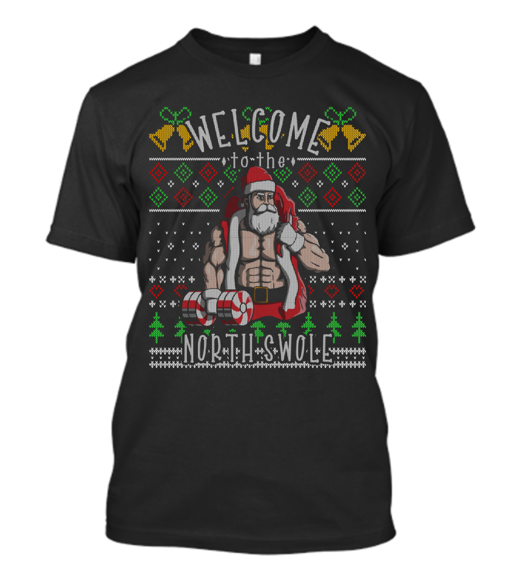 Welcome To The North Swole Christmas Gym Santa Claus T-Shirt