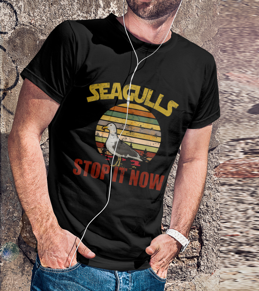 Seagulls Stop It Now Vintage Bird Lover Funny Seagulls T-Shirt