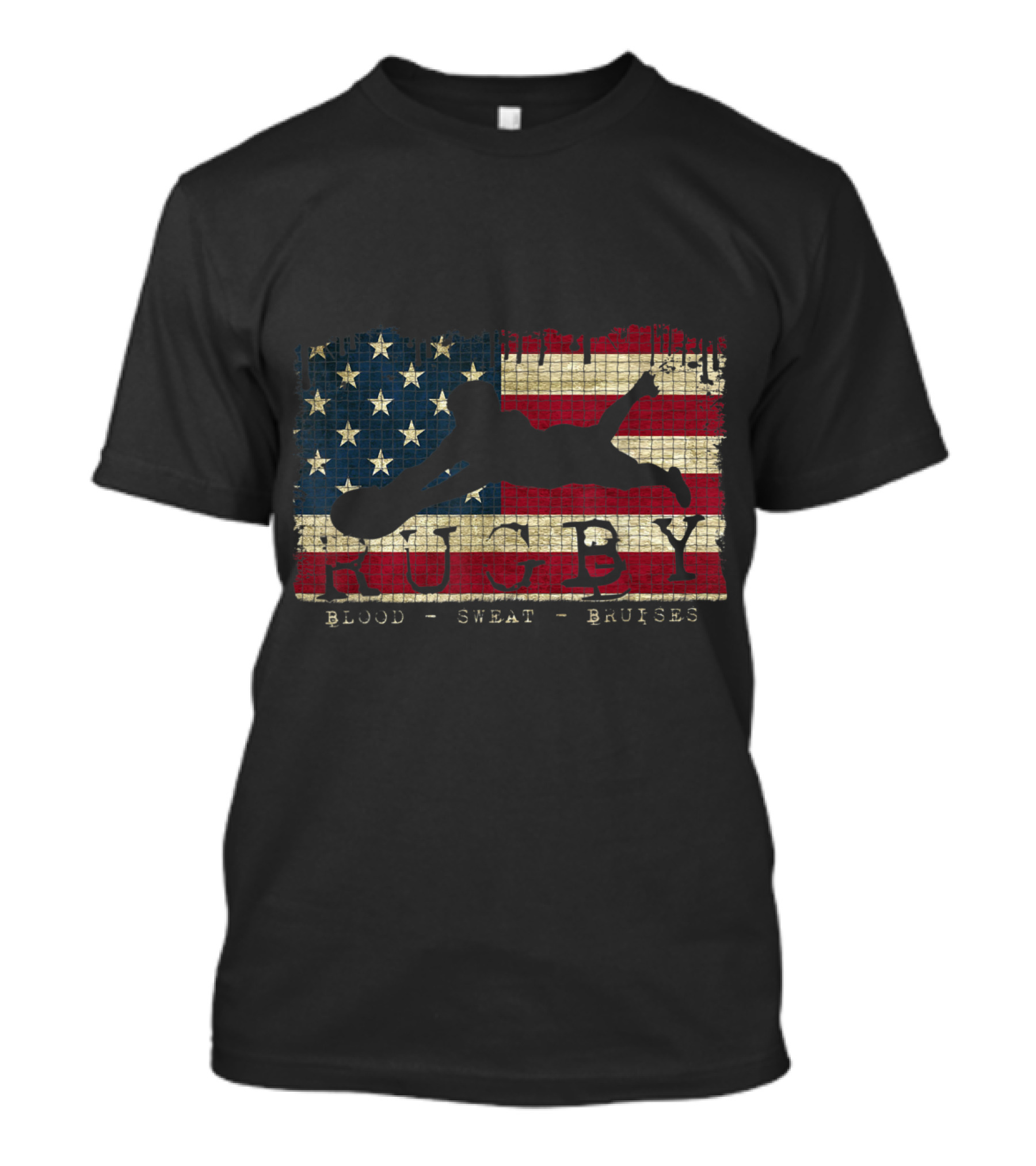 USA Flag Colors Rugby Blood Sweat Bruises T-Shirt