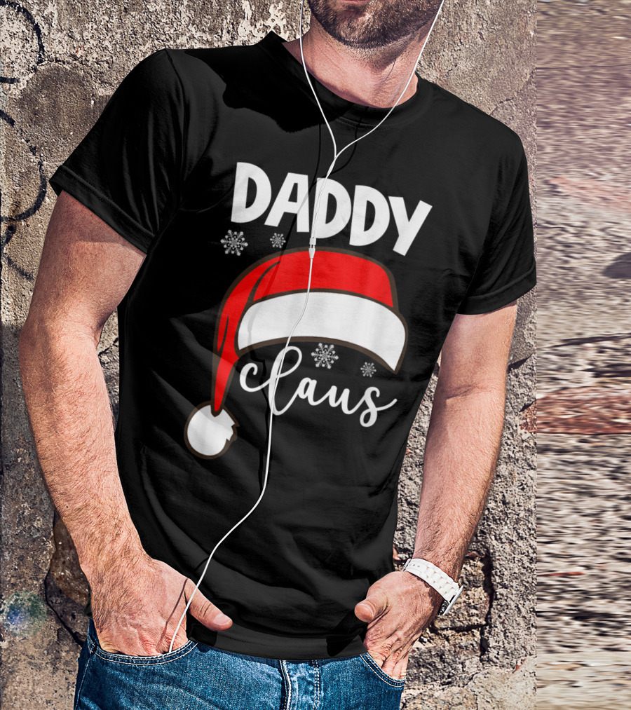 Daddy Claus Christmas Santa Hat Family Snowflake T-Shirt