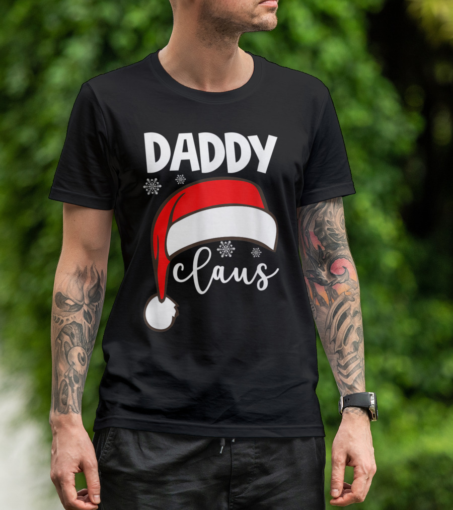 Daddy Claus Christmas Santa Hat Family Snowflake T-Shirt