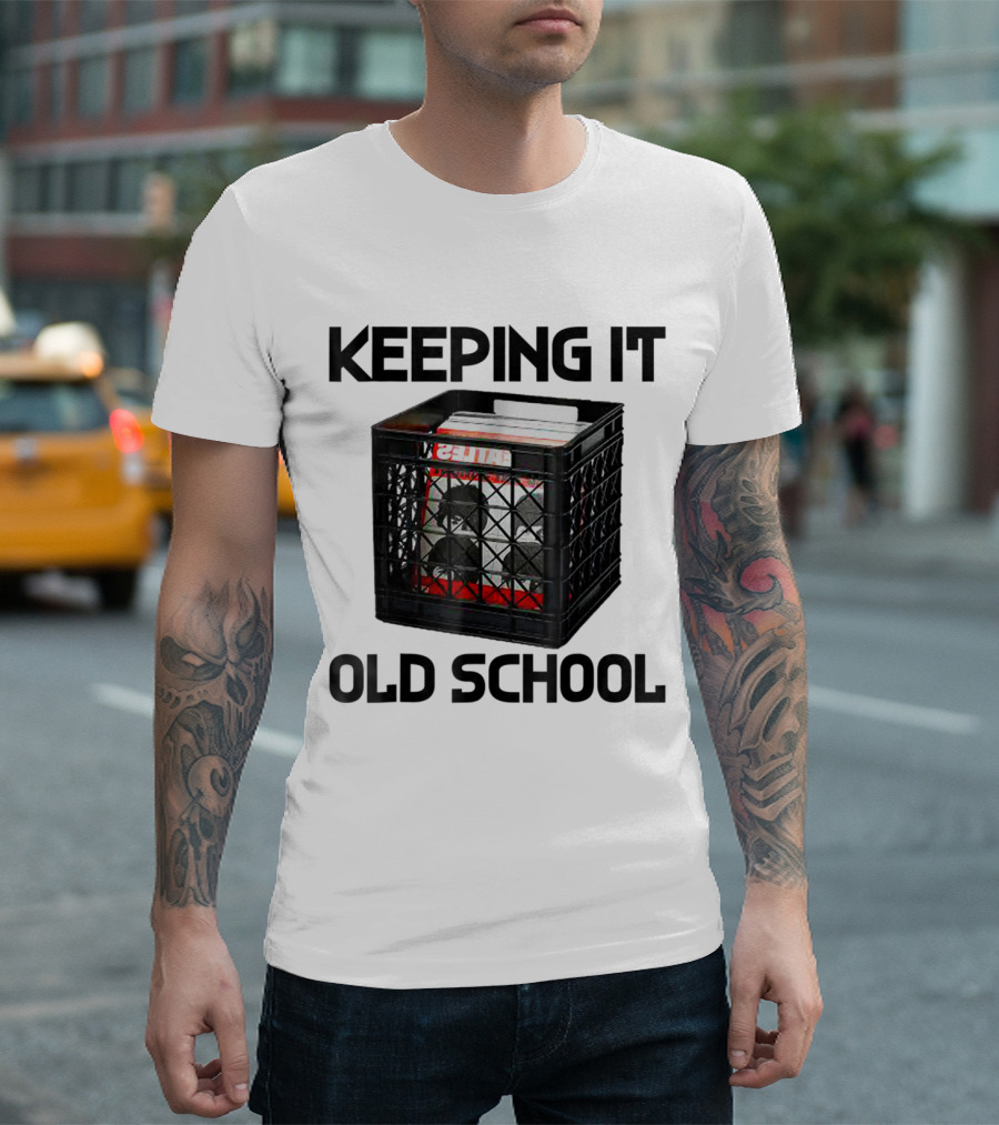 Keeping It Old School Music Record Vinyl Crate T-Shirt