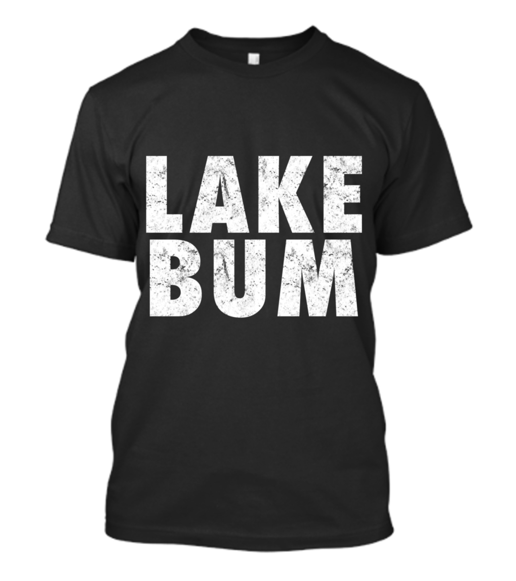 LAKE BUM Distressed Bold Typography T-Shirt