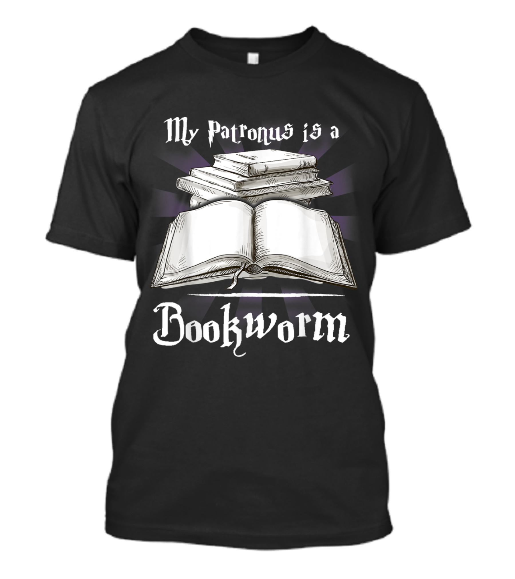 My Patronus Is A Bookworm Book Lover With Stacked Books T-Shirt