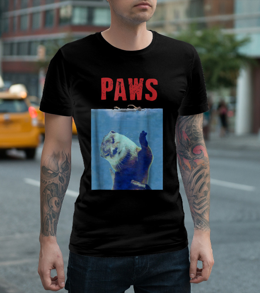 PAWS Otter in Water Funny T-Shirt