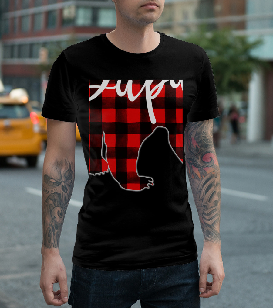 Red Plaid Buffalo Check Papa Bear Matching Family Dad T-Shirt