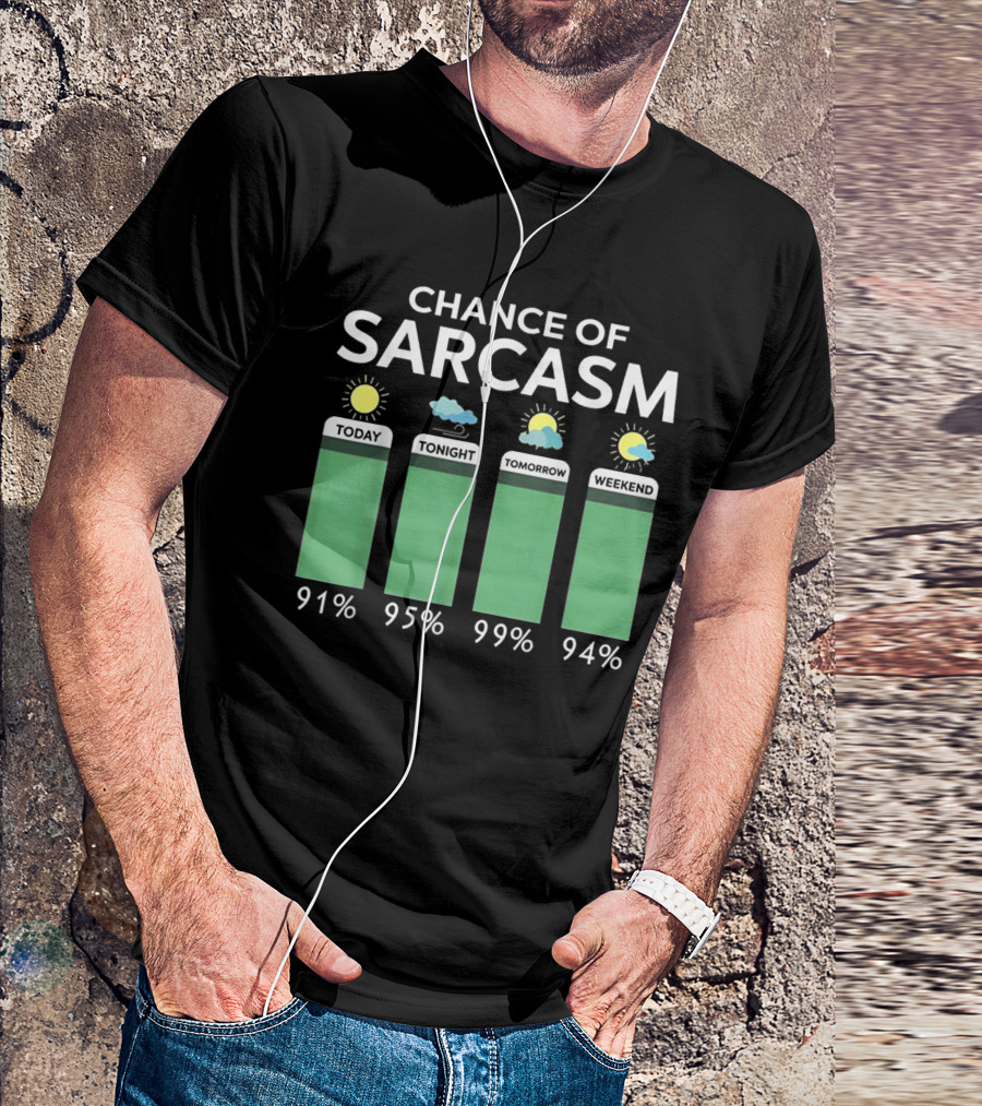 Chance Of Sarcasm 91% Today 95% Tonight 99% Tomorrow 94% Weekend Weather Forecast T-Shirt