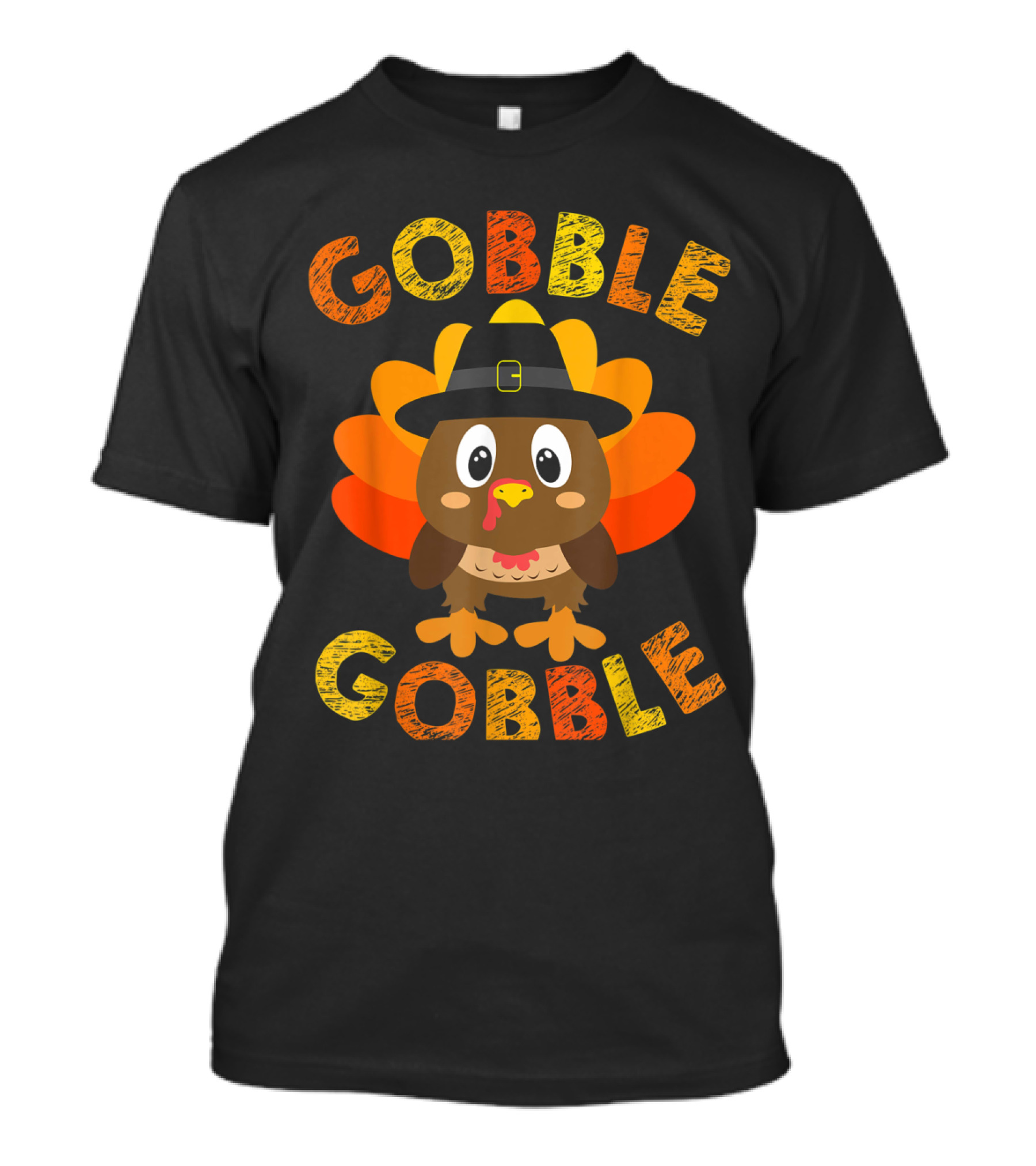 Gobble Gobble Cute Turkey Pilgrim Little Boys T-Shirt