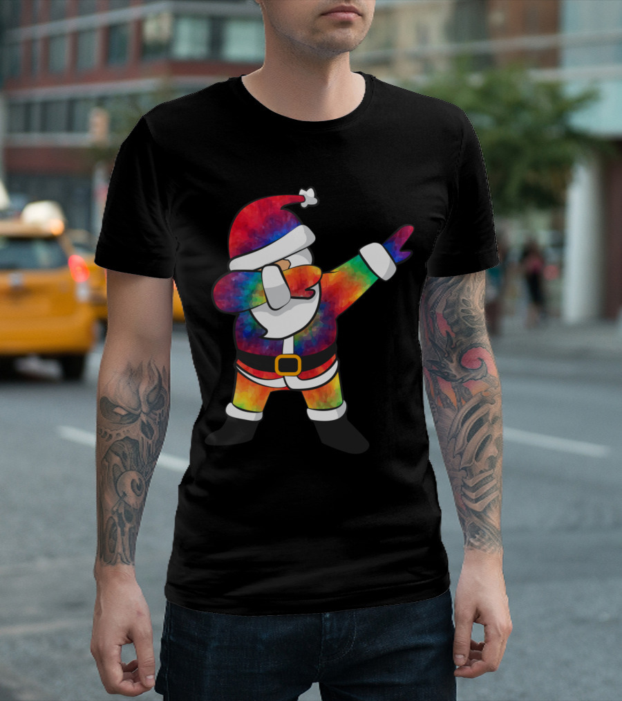 Dabbing Santa Tie Dye Christmas Dab Rainbow Santa Claus T-Shirt