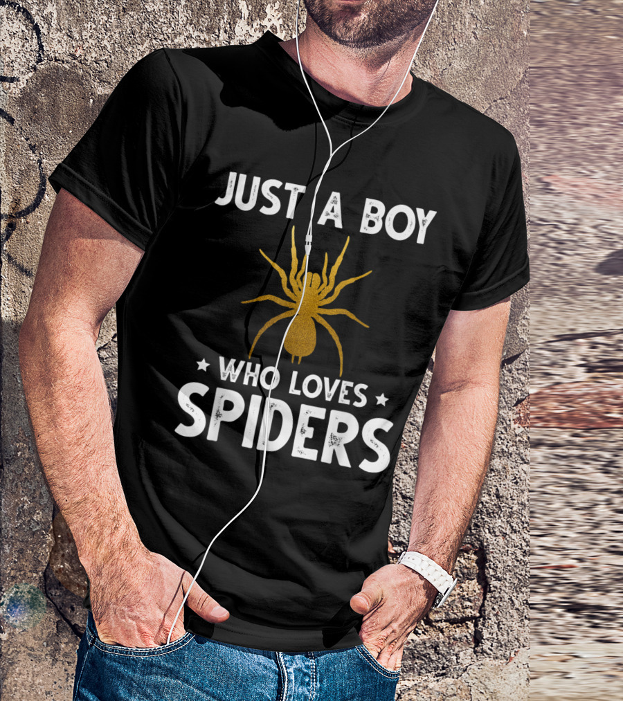 Just A Boy Who Loves Spiders Cute Animals Lovers Spiders Enthusiast T-Shirt
