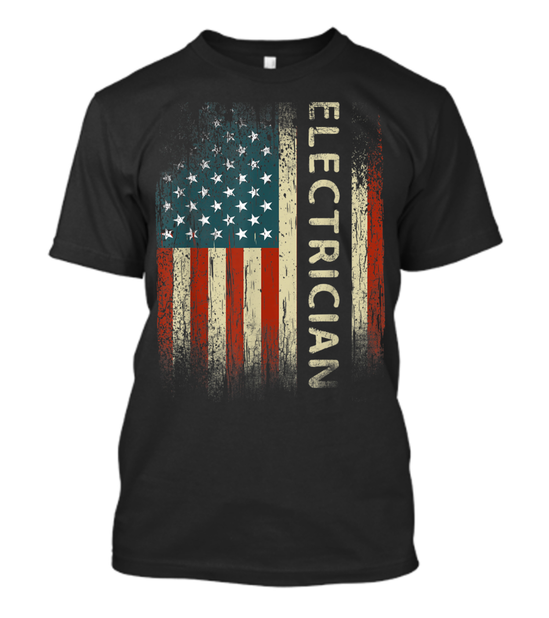 Mens American Flag Electrician USA Patriotic Lineman T-Shirt