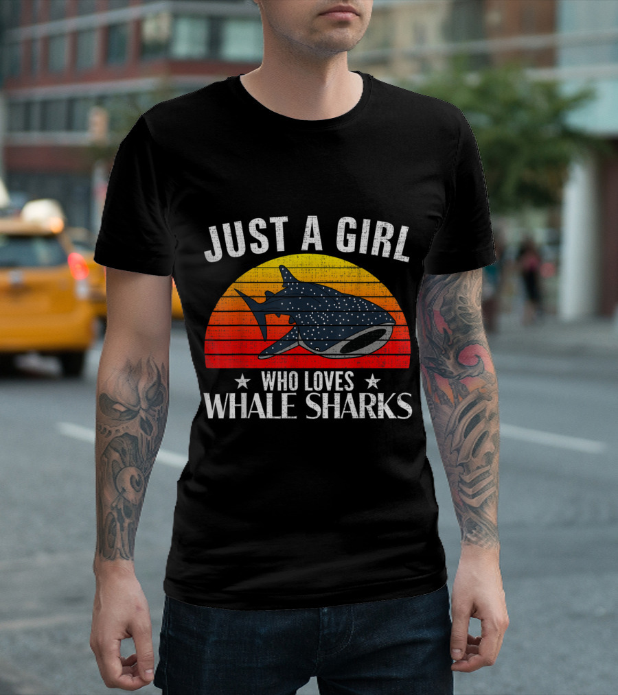 Just A Girl Who Loves Whale Sharks Retro Sunset T-Shirt
