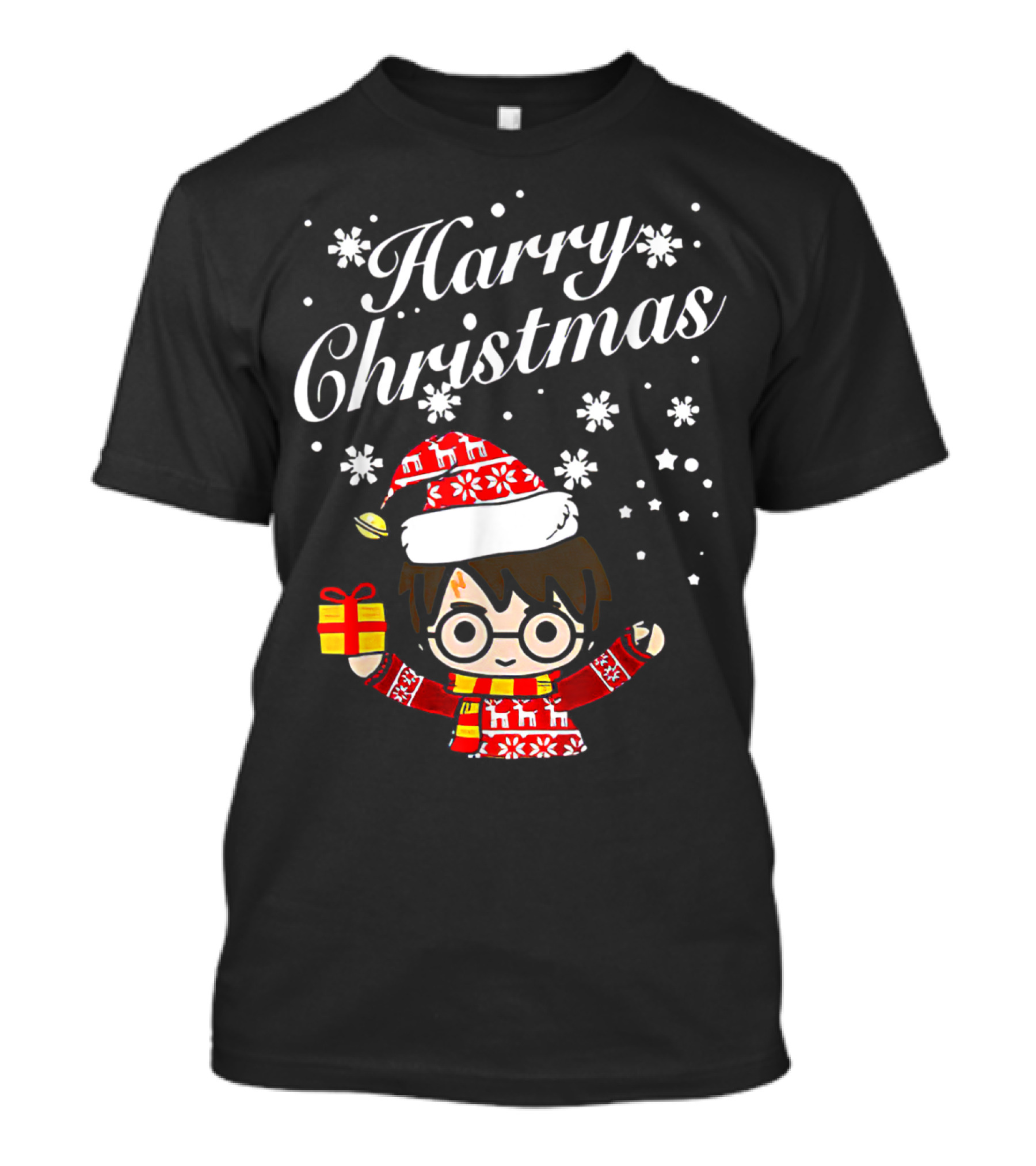 Harry Christmas Wizard Holiday Gift Character Snowflakes T-Shirt