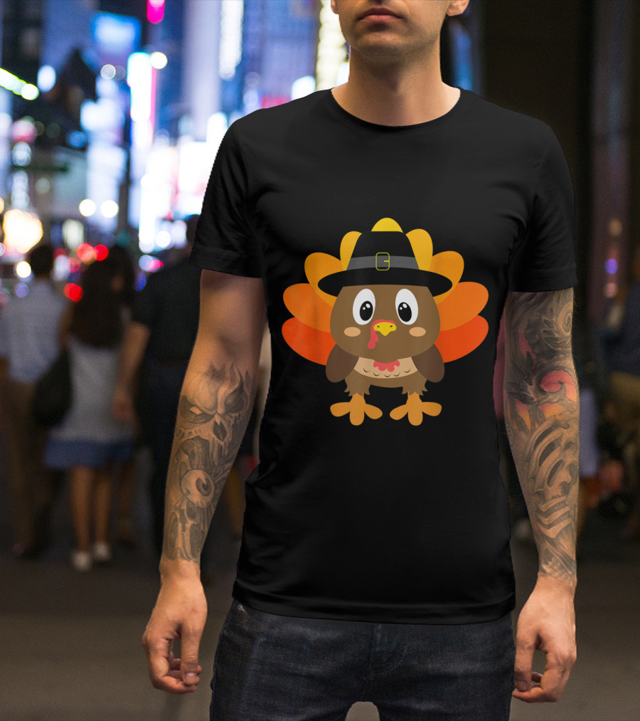 Turkey Pilgrim Hat Thanksgiving Costume T-Shirt