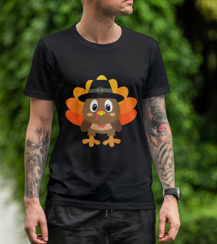 Turkey Pilgrim Hat Thanksgiving Costume T-Shirt