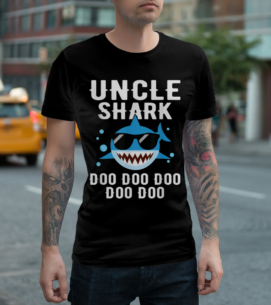 Uncle Shark Doo Doo Doo Doo Funny Cute Family T-Shirt