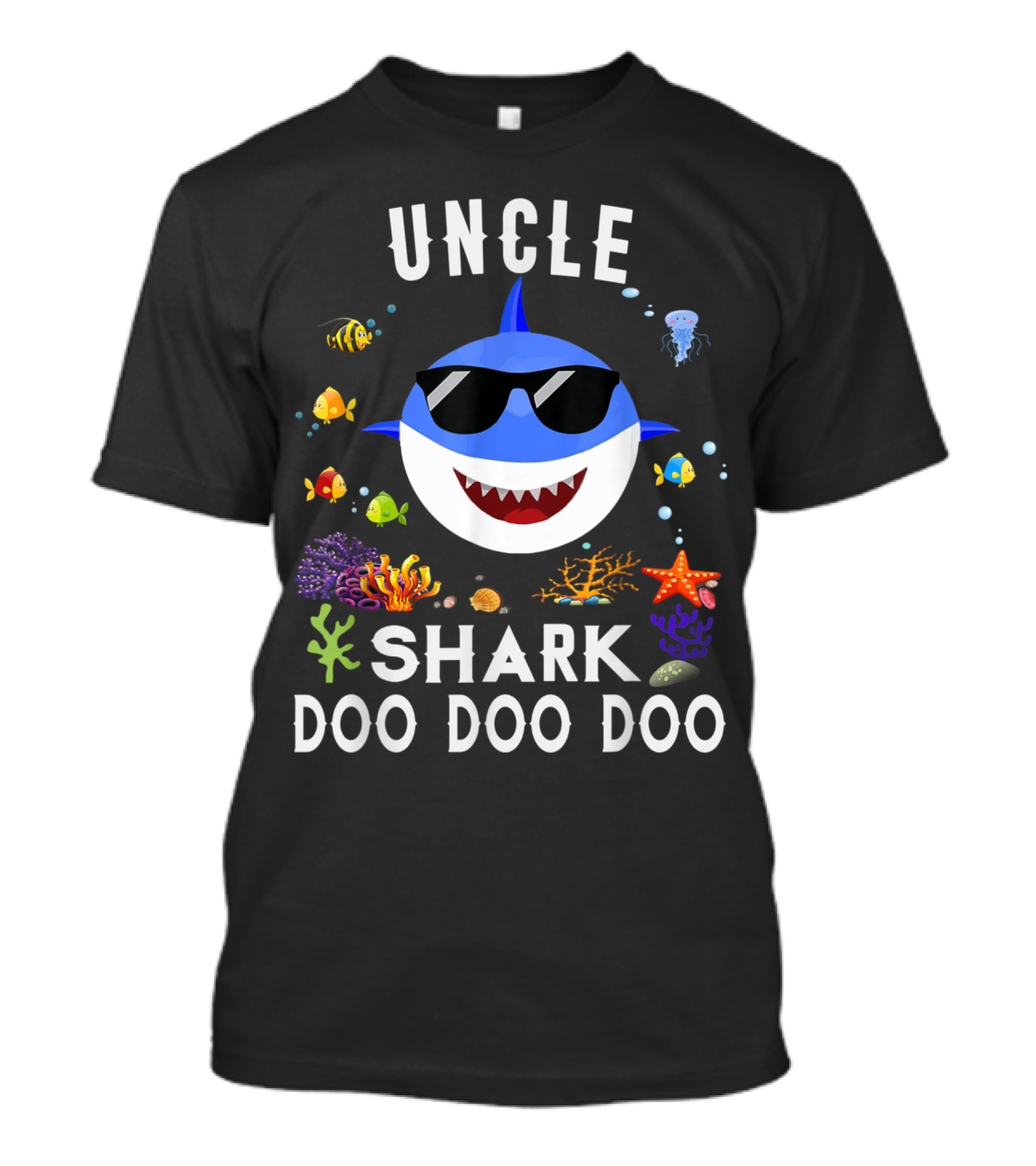 Uncle Shark Doo Doo Doo Cool Sunglasses Underwater Family Adventure T-Shirt