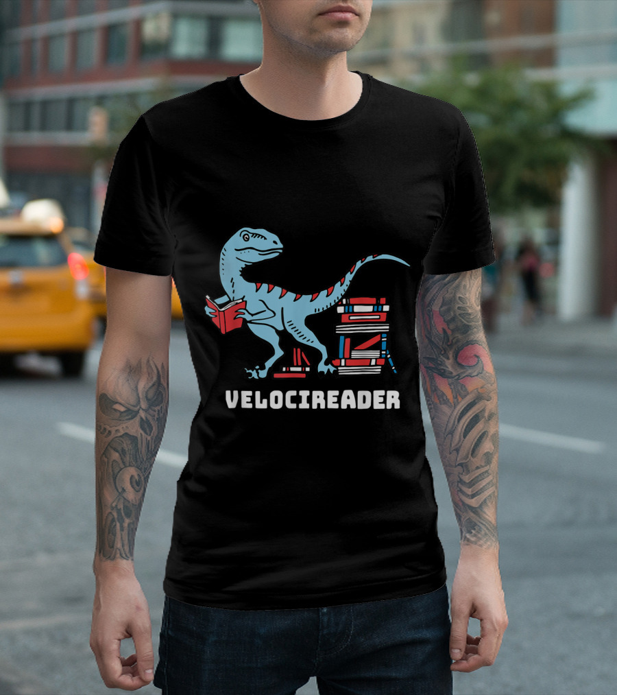 Velocireader Velociraptor Reading Books for Bookworms T-Shirt