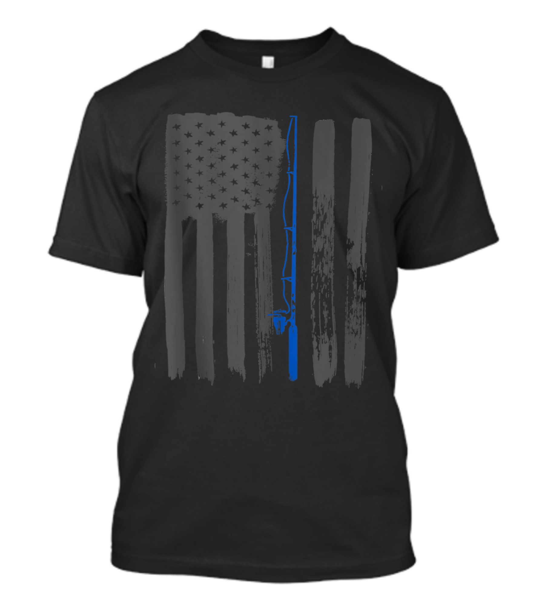 Vintage American Flag Fishing Rod Thin Blue Line T-Shirt