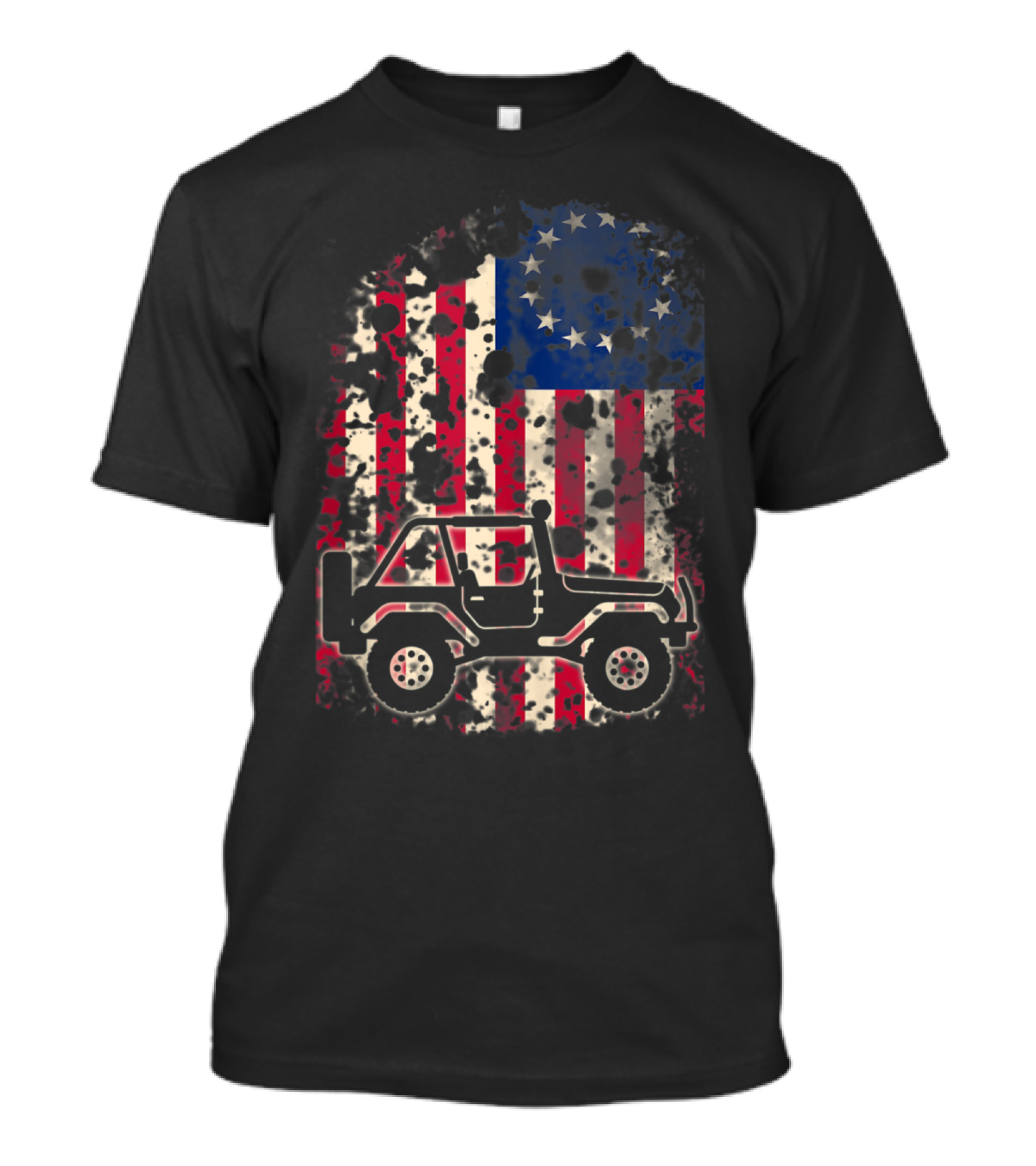 Betsy Ross Flag Off Road Jeeps Vintage Drivers T-Shirt