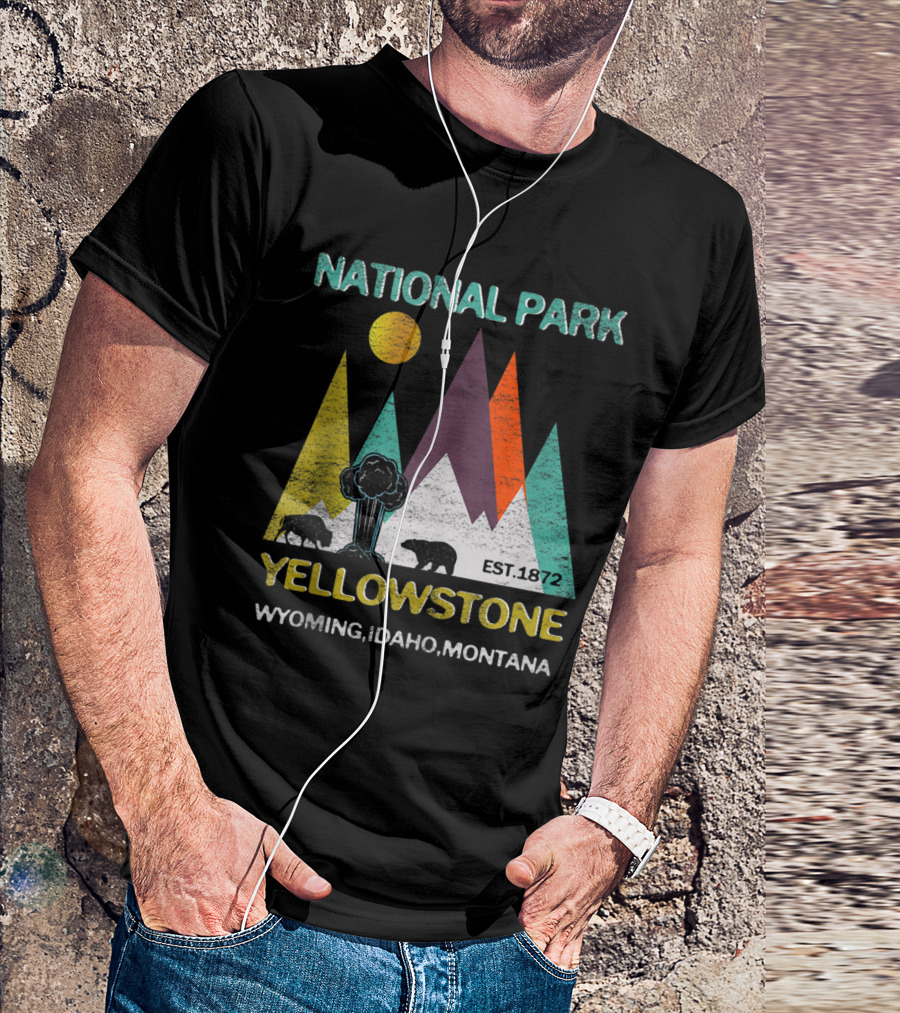Yellowstone National Park Wyoming Idaho Montana Est. 1872 Camping Hiking T-Shirt