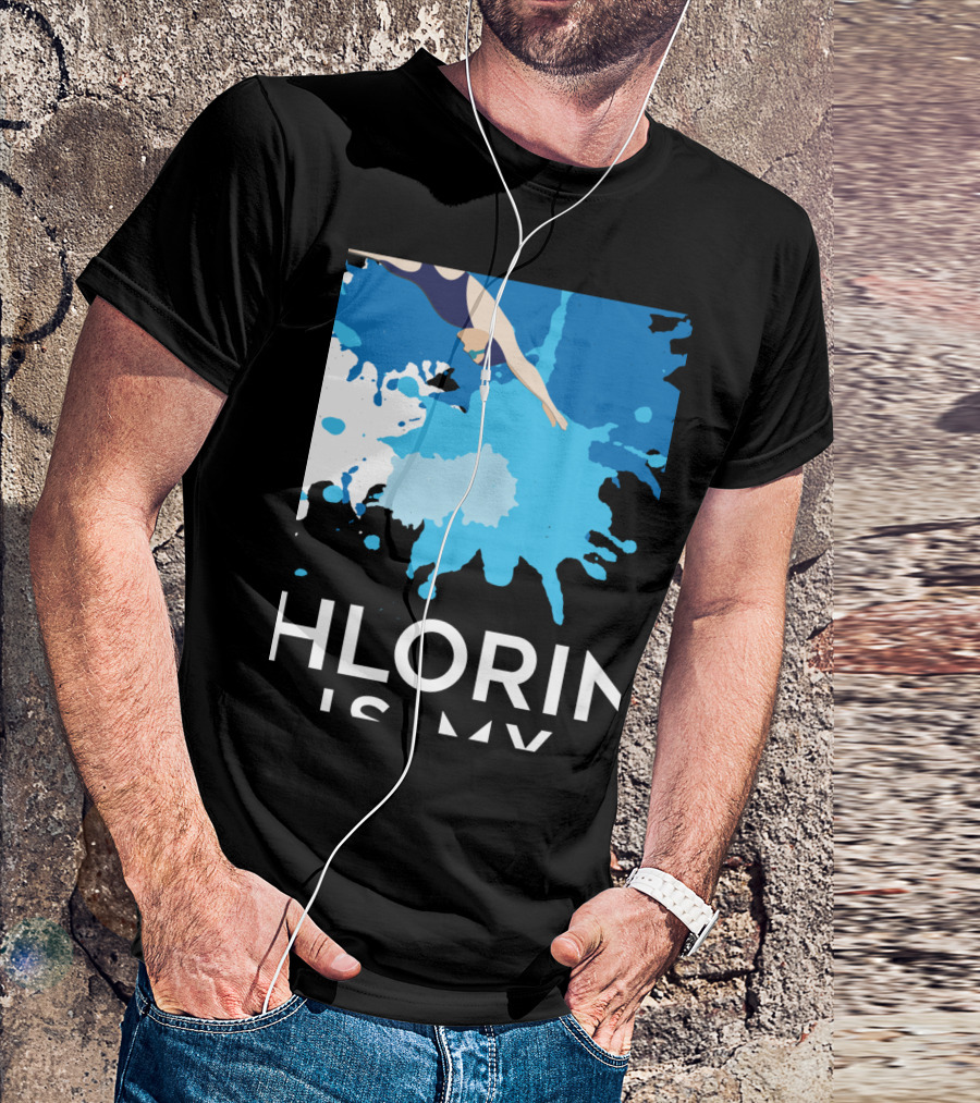 Chlorine Is My Perfume Swimming Dive Splash Blue T-Shirt