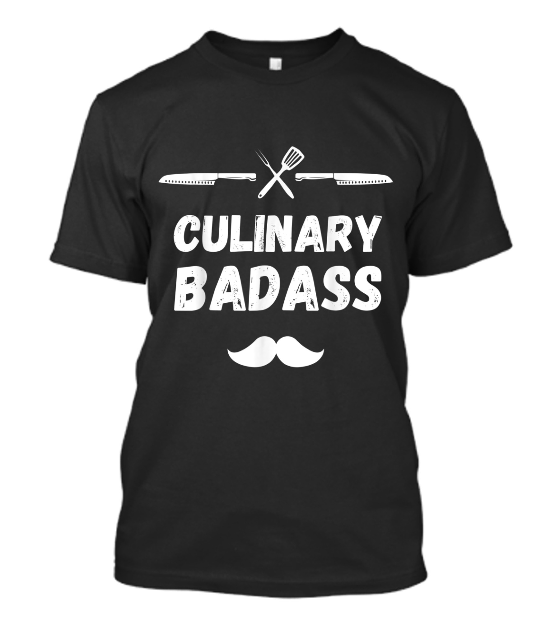 Culinary Badass Chef Humor With Knife Spatula Mustache T-Shirt