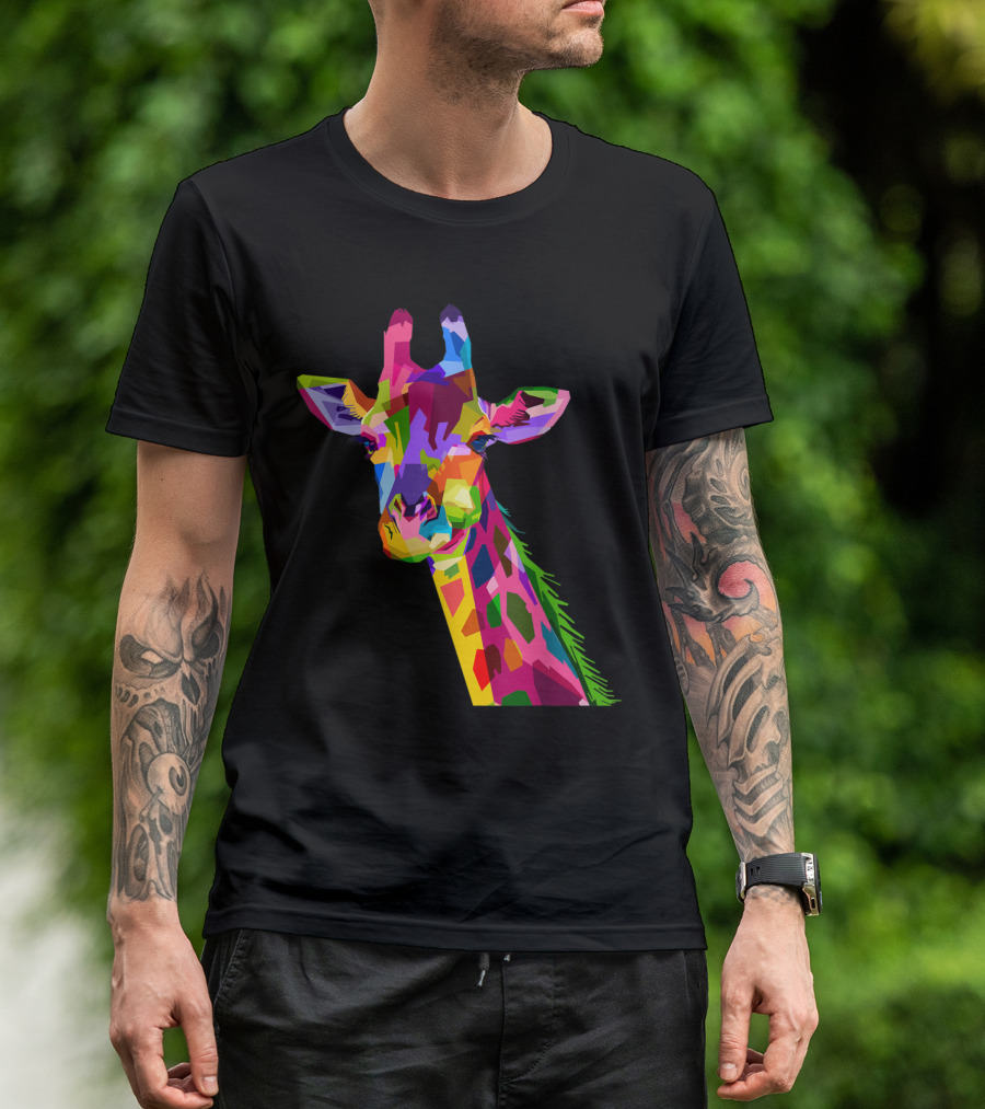 GiraffeLove AnimalLove Giraffe Colorful Geometric T-Shirt