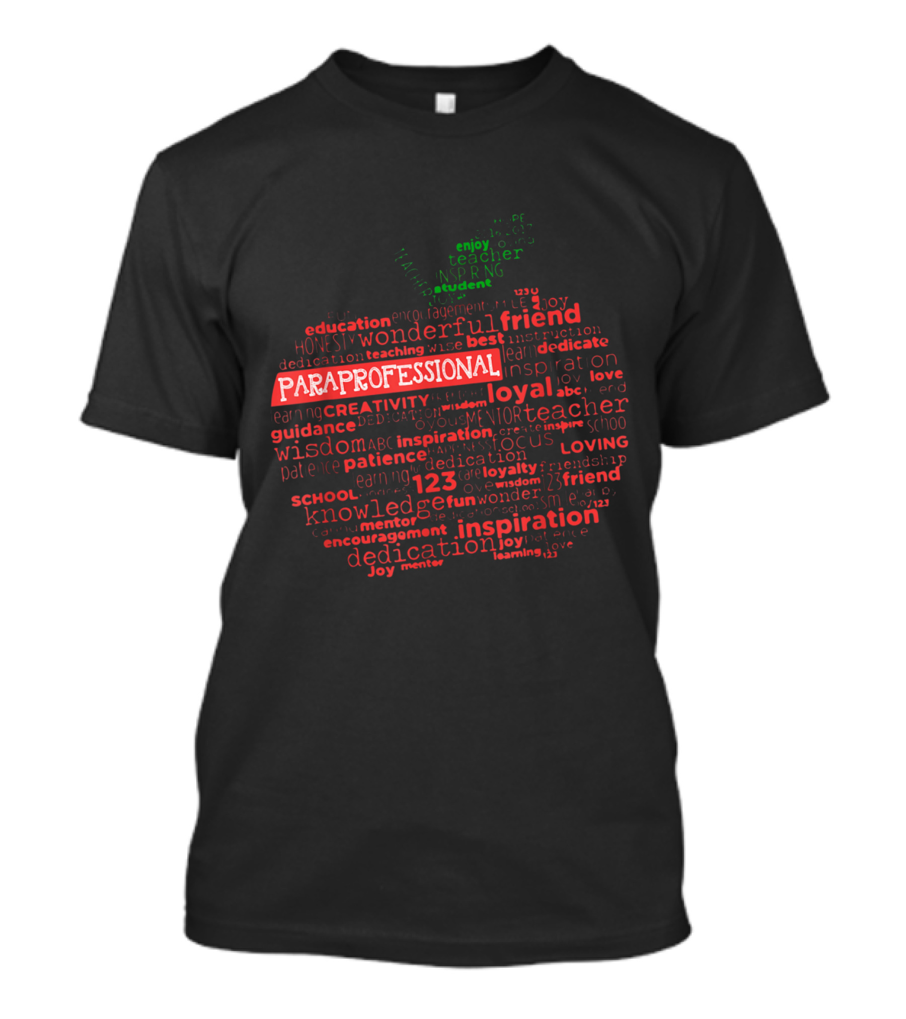 Paraprofessional Education Guidance Inspiration Dedication Word Cloud Apple T-Shirt