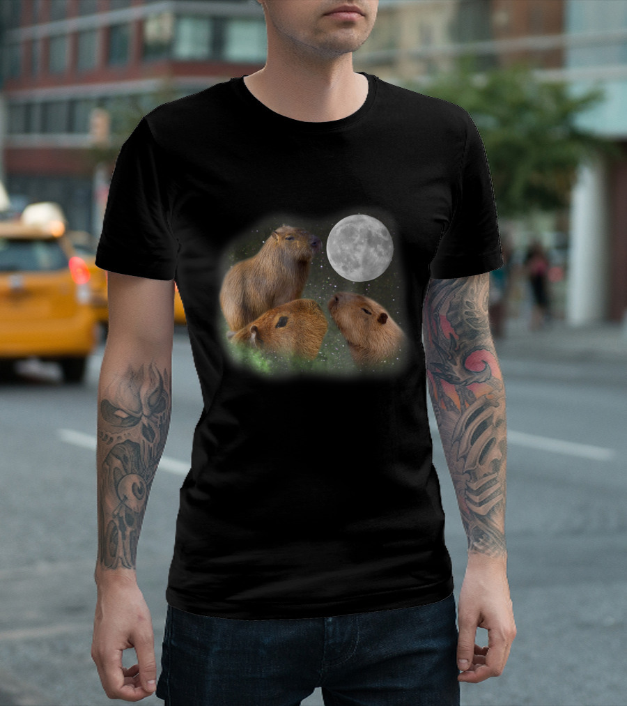 Three Moon Capybaras Funny Cute Animal T-Shirt