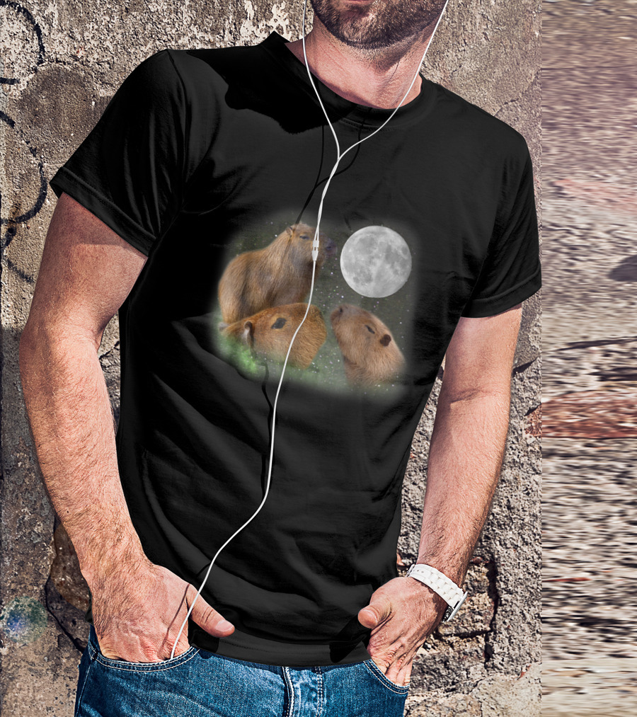 Three Moon Capybaras Funny Cute Animal T-Shirt