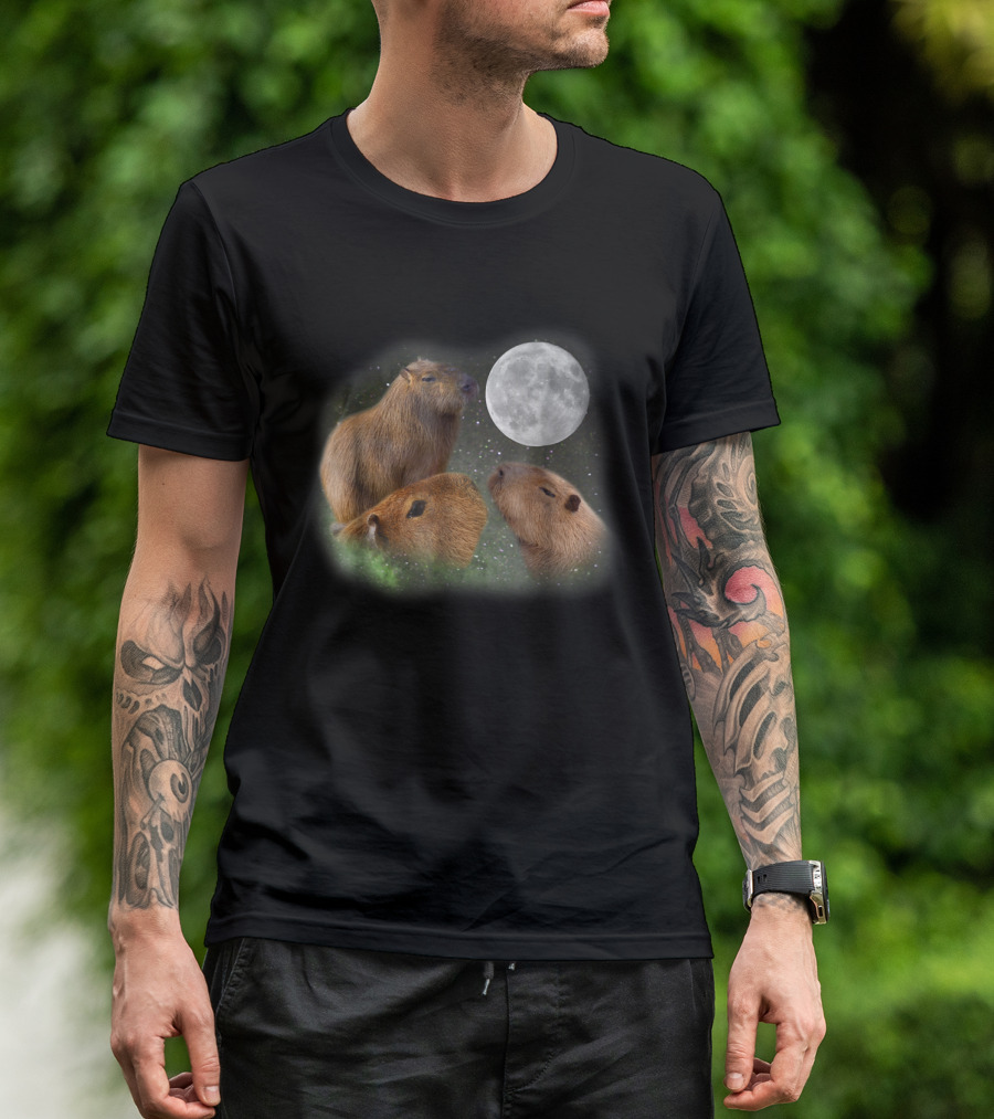 Three Moon Capybaras Funny Cute Animal T-Shirt