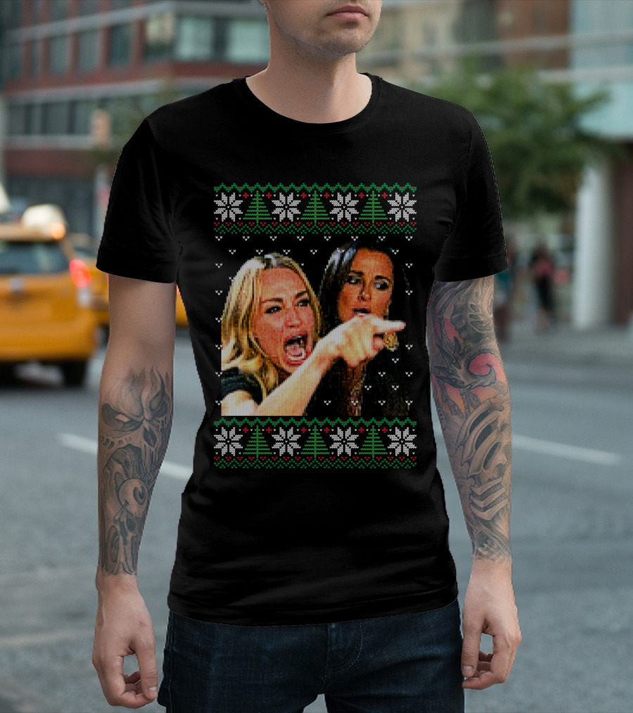 Women Yelling At A Cat Funny Meme Christmas T-Shirt