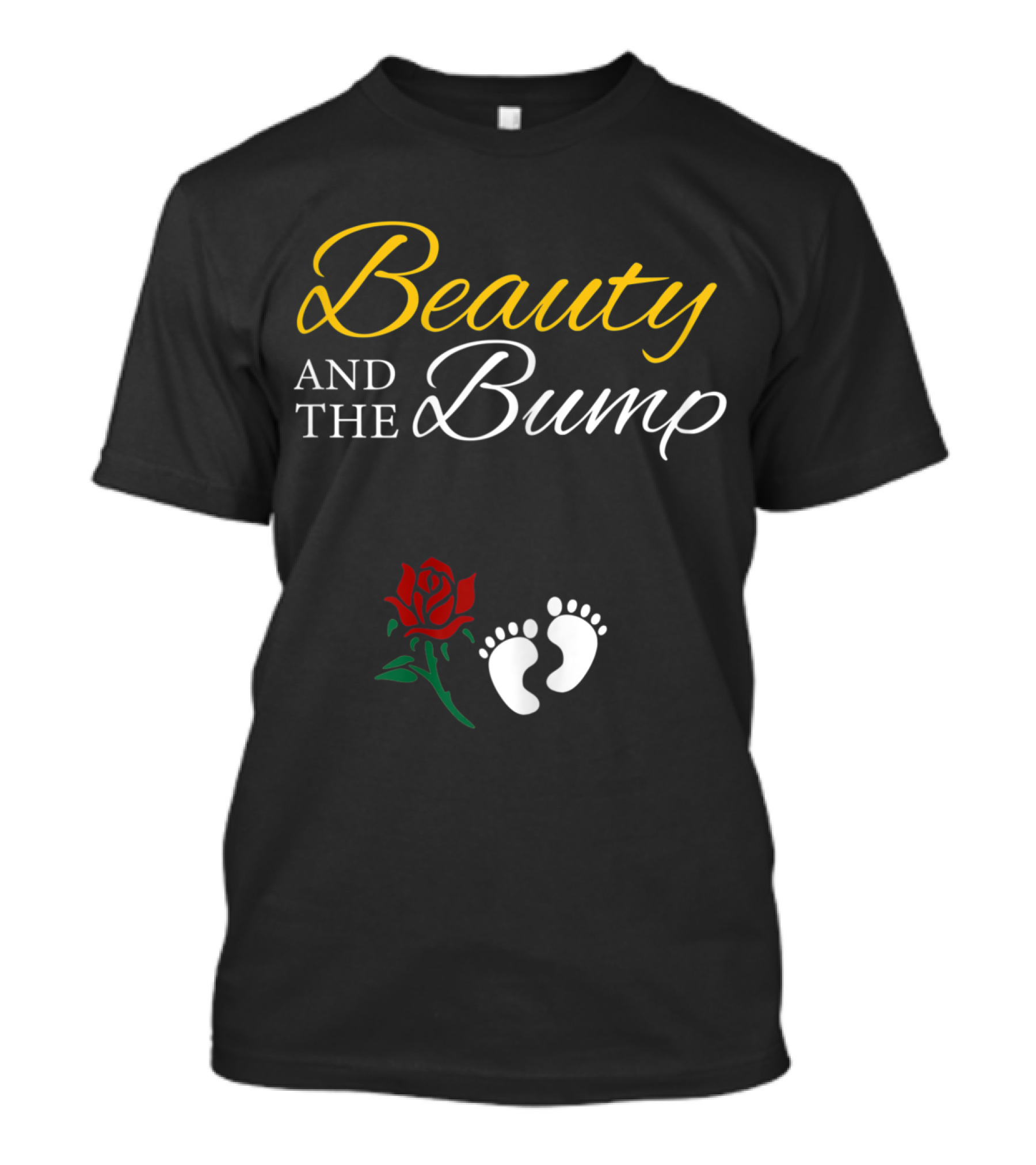 Beauty And The Bump Cute Pregnancy Announcement Rose Footprints T-Shirt