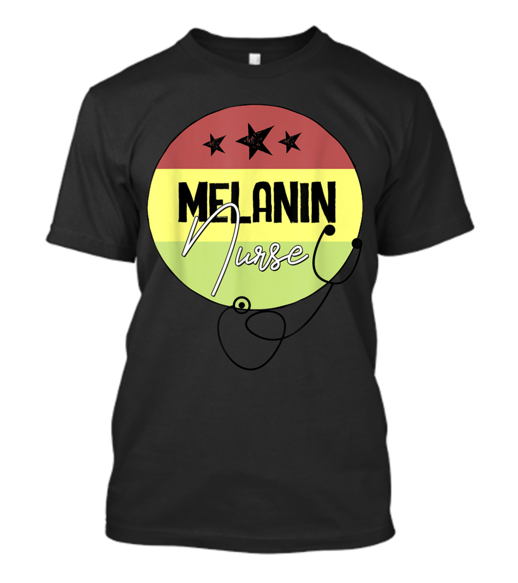 Melanin Nurse African American Black Nurses Stethoscope T-Shirt